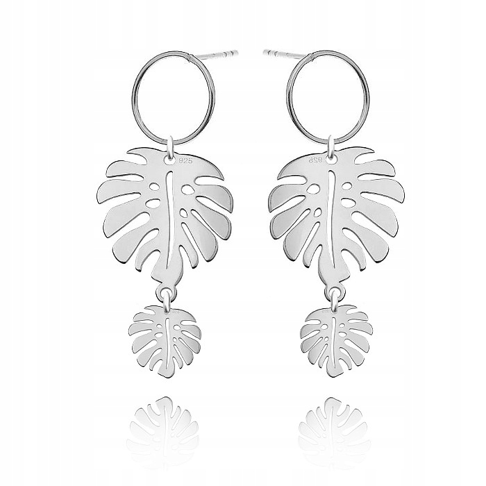 

Srebrne Kolczyki Monstera Liść Monstery srebro 925