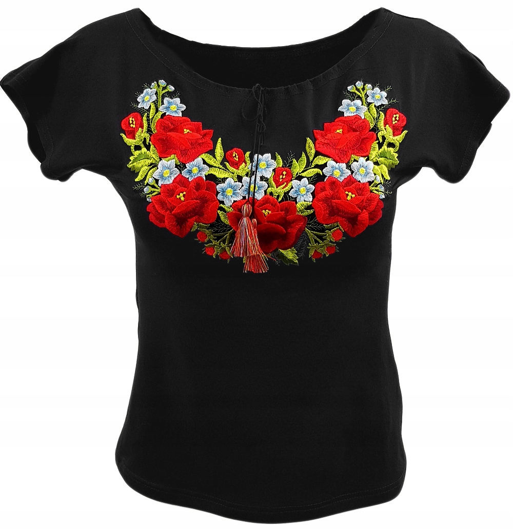 

Koszulka Bluzka Damska w Haftowane Kwiaty Róże *L*