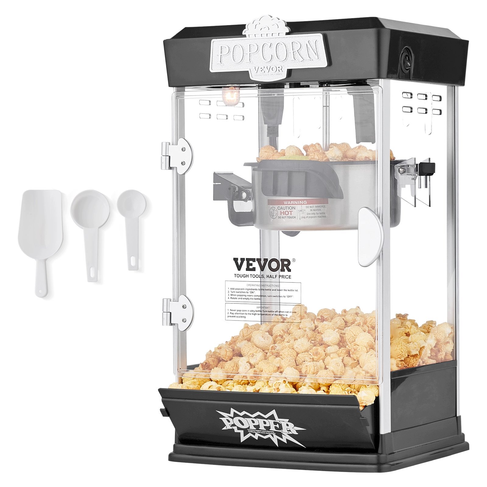 Stroj na popcorn automat gastronomie zařízení 480 W ocel černý premium