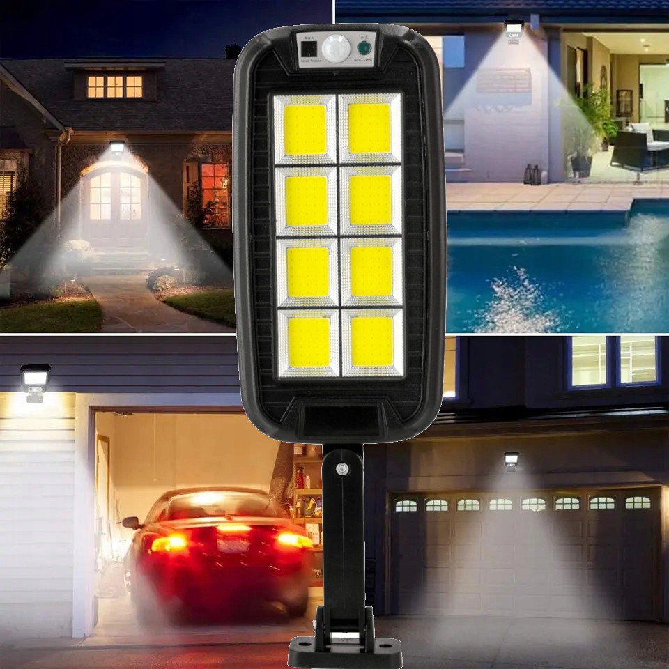 LAMPA SOLARNA Z CZUJNIKIEM RUCH ZMIERZCHU LED COB Szerokość 112 mm