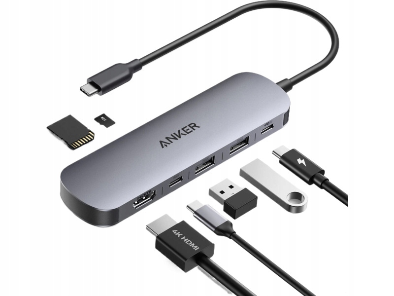Hub Anker A83D2HA1 Nano 7w1 Usb Typu C, Pasywny