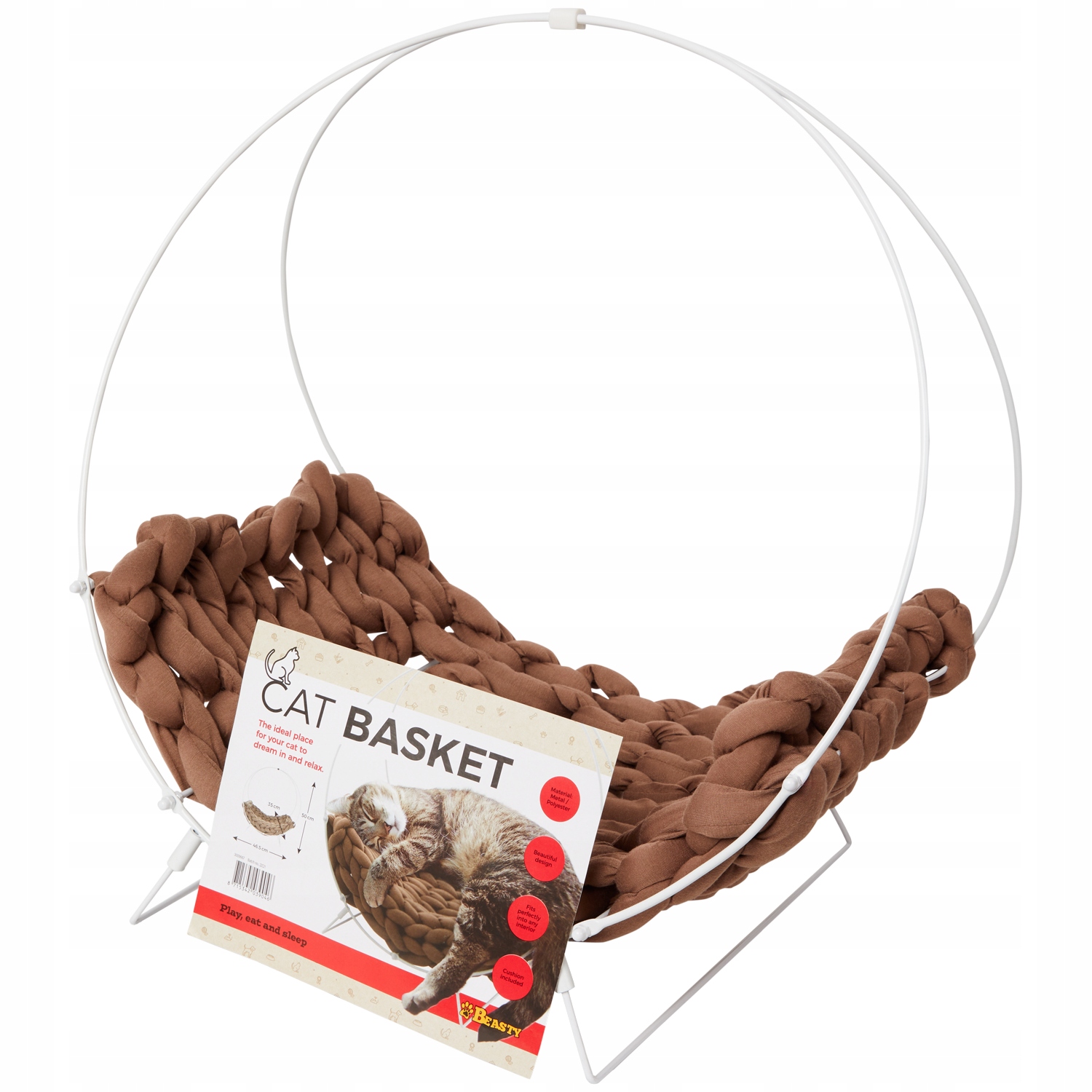 Levně Pelíšek pro psa kočku kovová houpací síť s materiálem Brown 46,5 x 50 x 35 cm