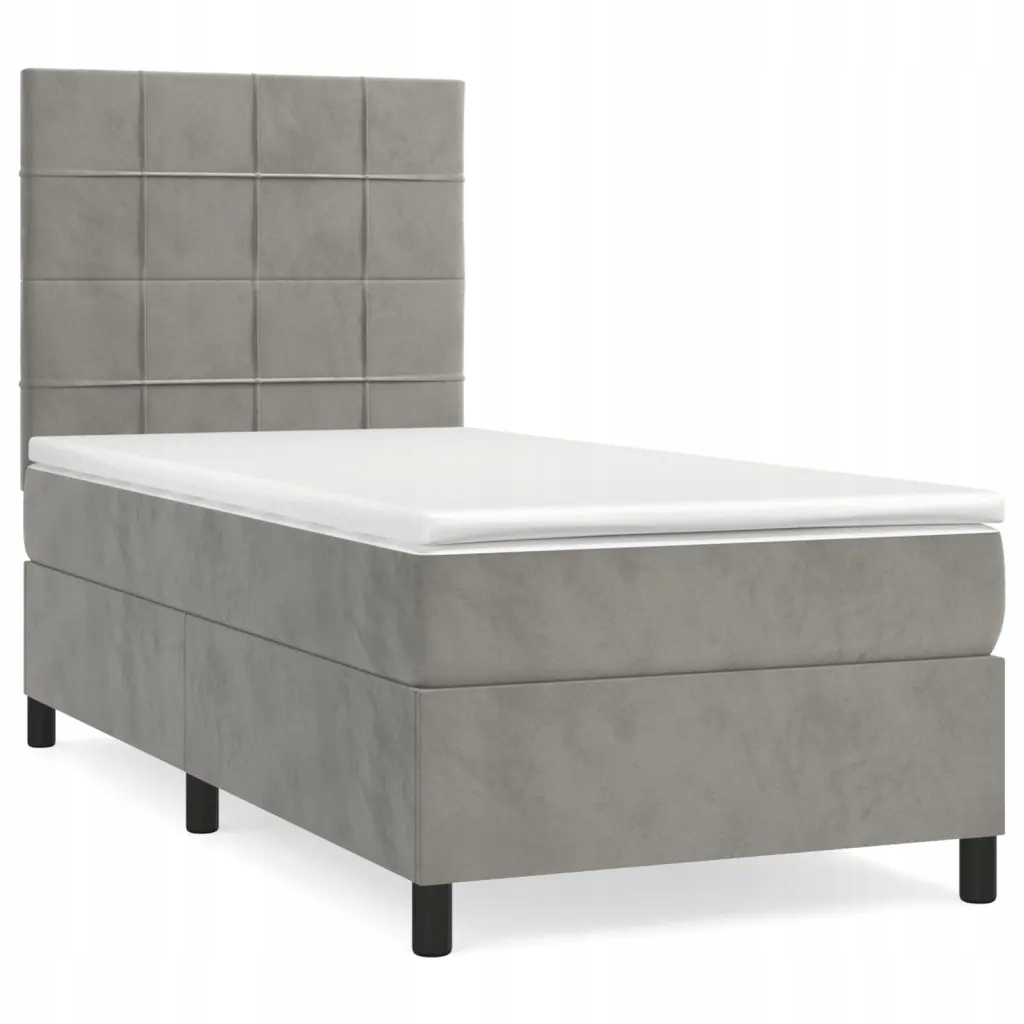 Kontinentální postel s nastavitelným opěradlem, světle šedá, 203 x 80 x 118/12