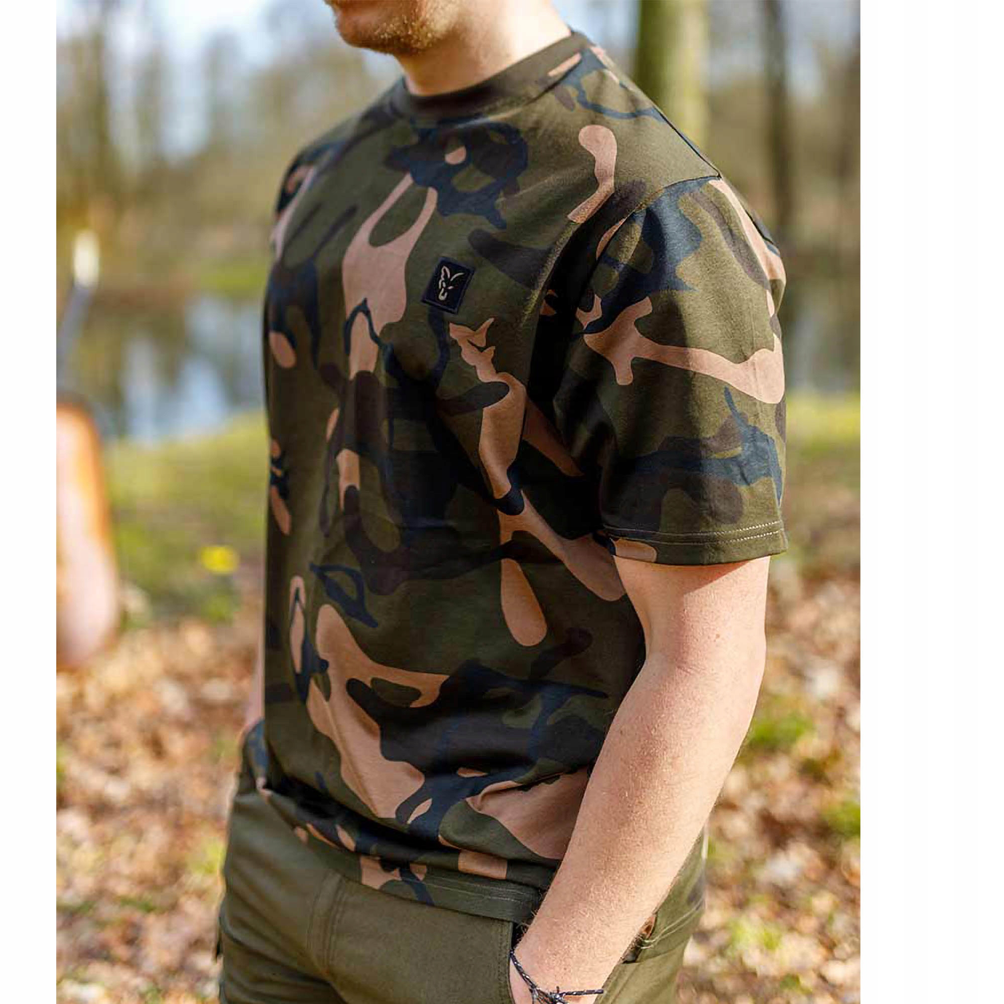 Koszulka Wędkarska T-Shirt Fox Camo T Moro r. M Dekolt okrągły