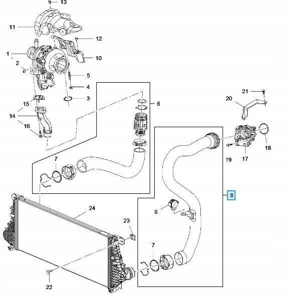 ORYGINALNA RURA, PRZEWÓD INTERCOOLERA OPEL INSIGNIA B 2.0 CDTI 39155303 Producent części Opel OE