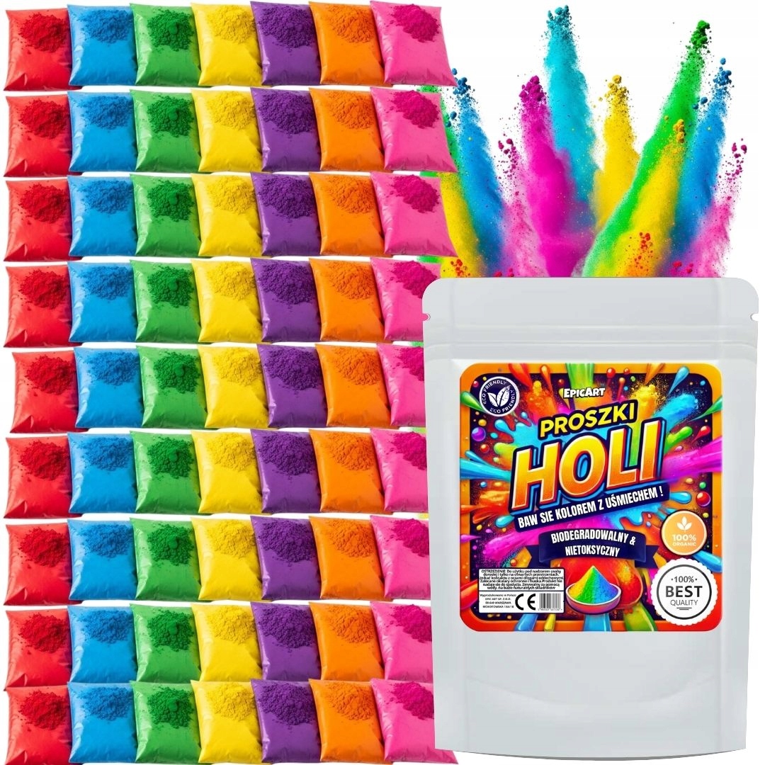 Holi Prášek 100 kusů – Barevný Polský pudr