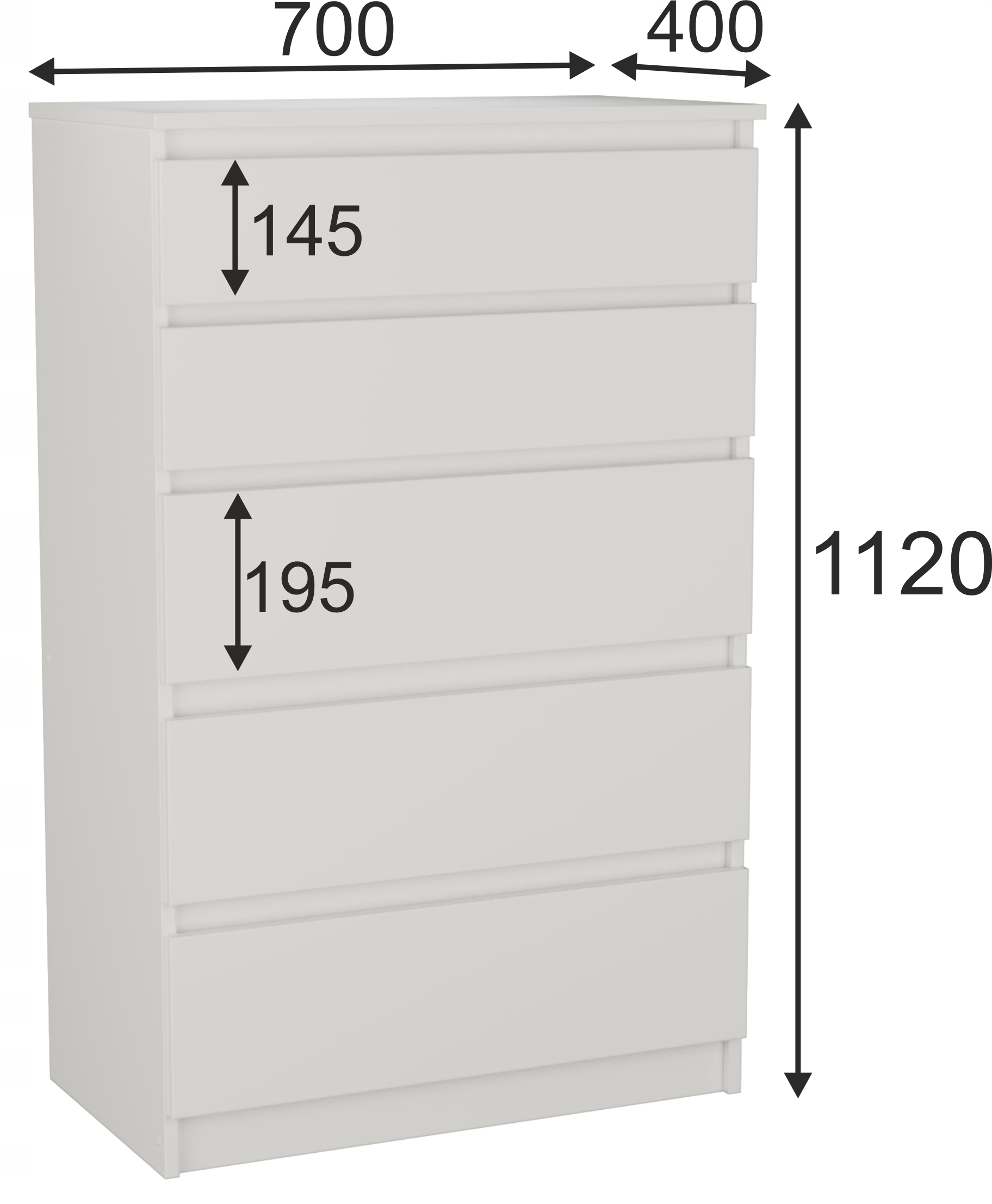 Nowoczesna KOMODA Pari 5 szuflad - BIAŁA Kod producenta brak