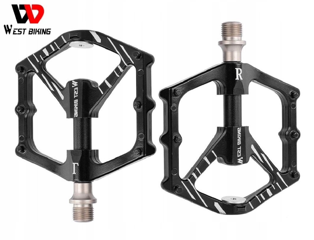 PEDAŁY PLATFORMOWE MTB LEKKIE ALUMINIOWE WEST BIKING 3 ŁOŻYSKA MAGNES
