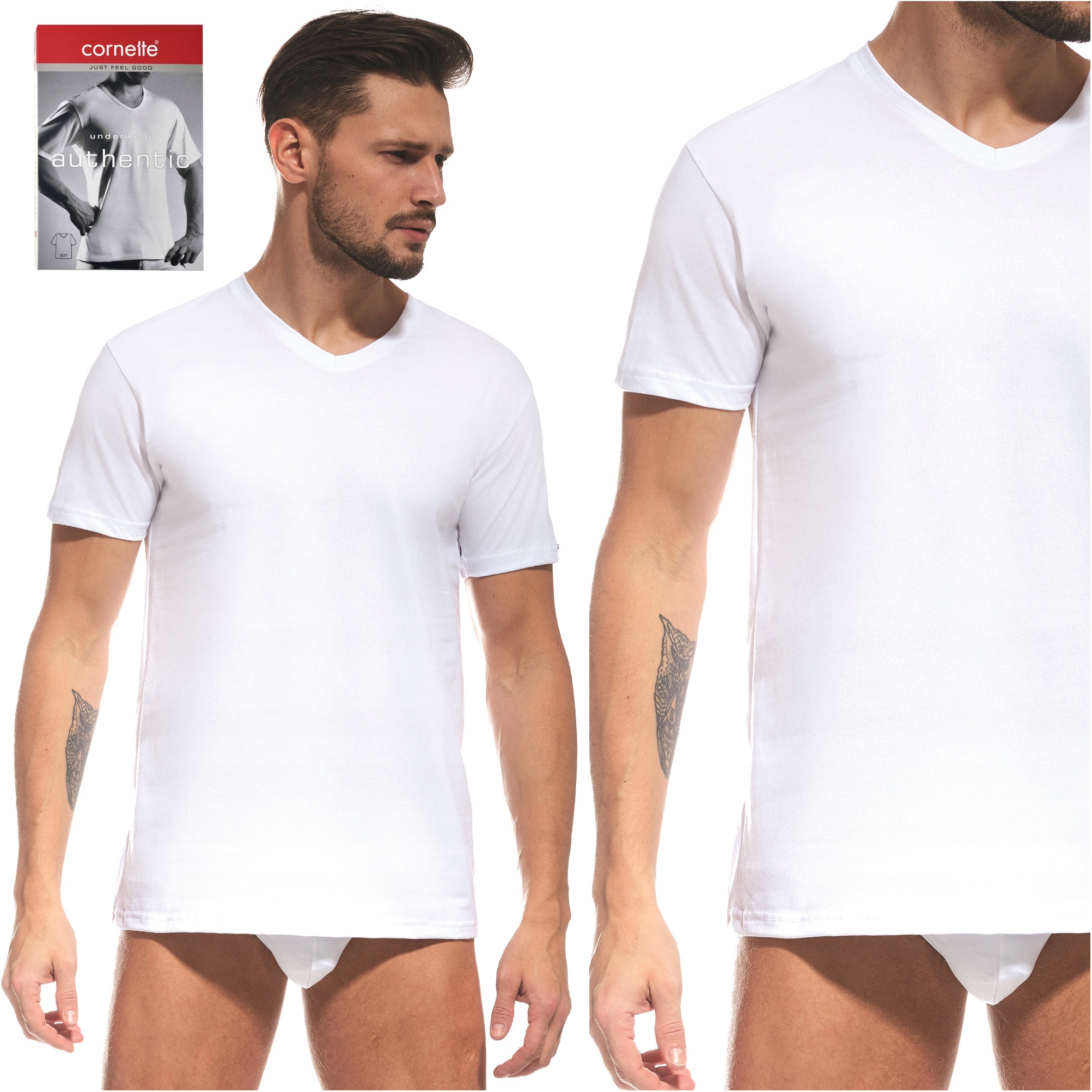 Koszulka męska CORNETTE Authentic 201 NEW biała XL