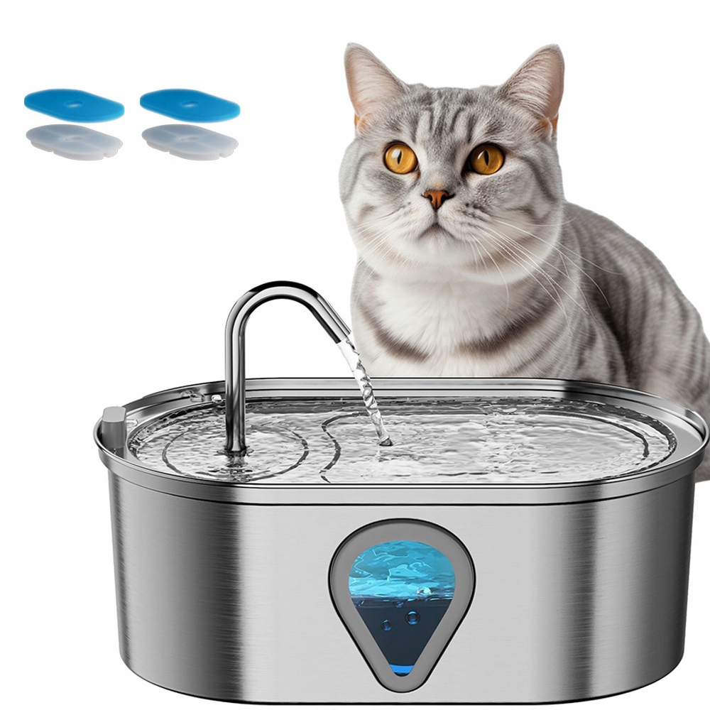 Levně Automatická fontána pro kočky a psy, miska na vodu s filtrem, tichý provoz, objem 3500 ml