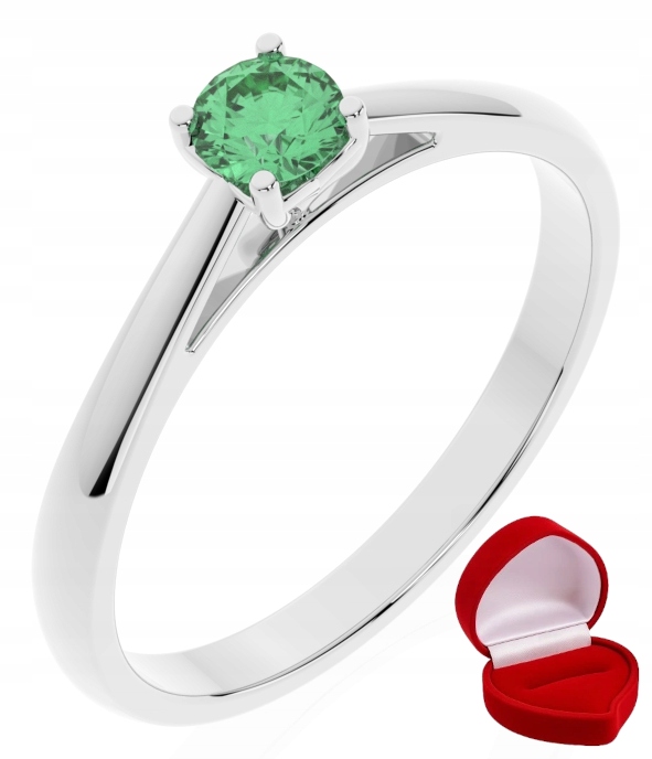 Zlatý Prstýnek 585 14k Smaragd 0,24 ct Bílé Zlato R23