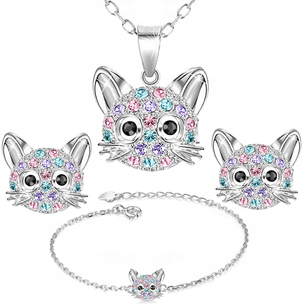 Sada stříbrných šperků pro kočku, kočky stříbro o ryzosti 925, sada šperků