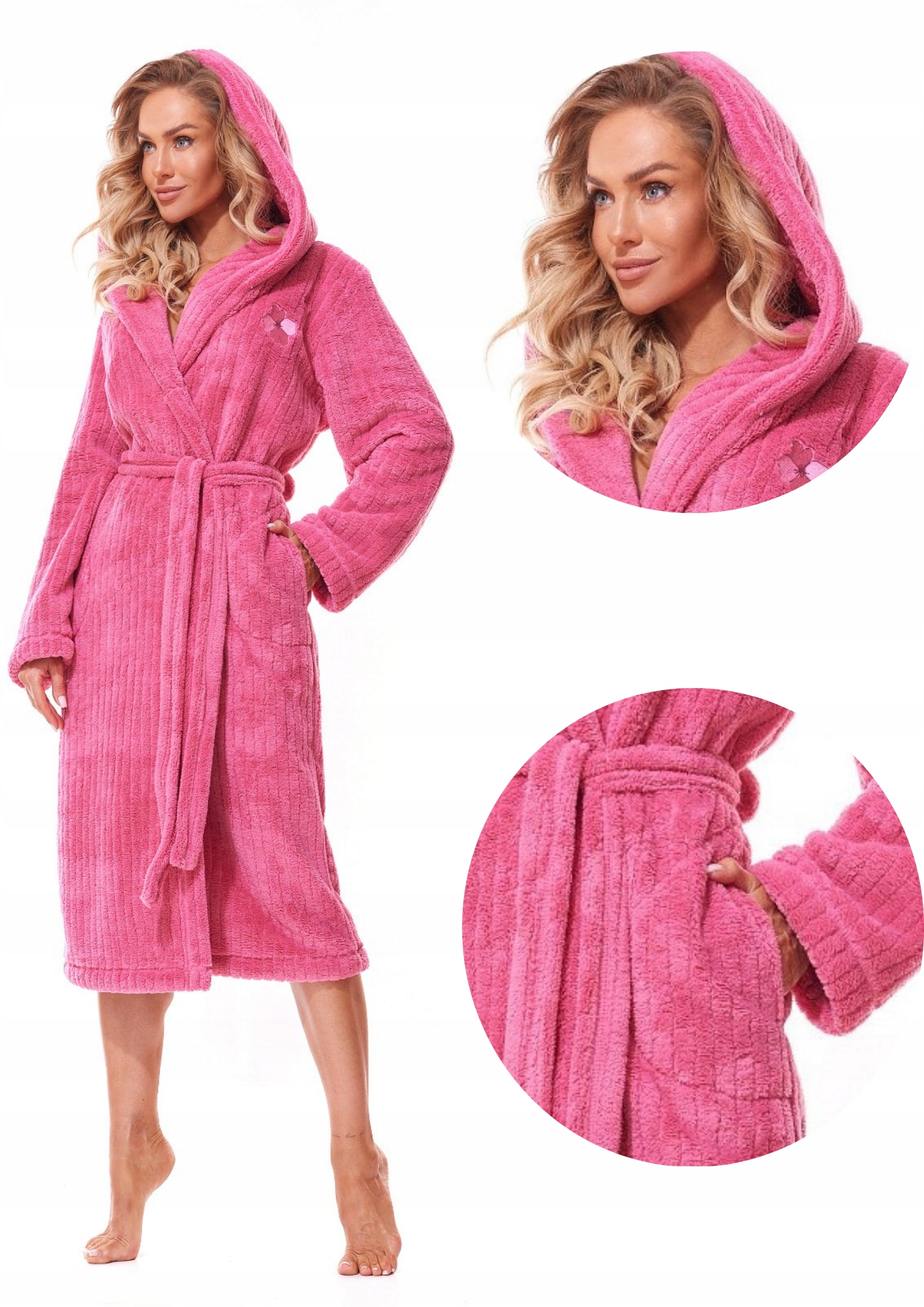 Dámský župan župan dlouhý péřový teplý s kapucí 2313 Mag višeň L