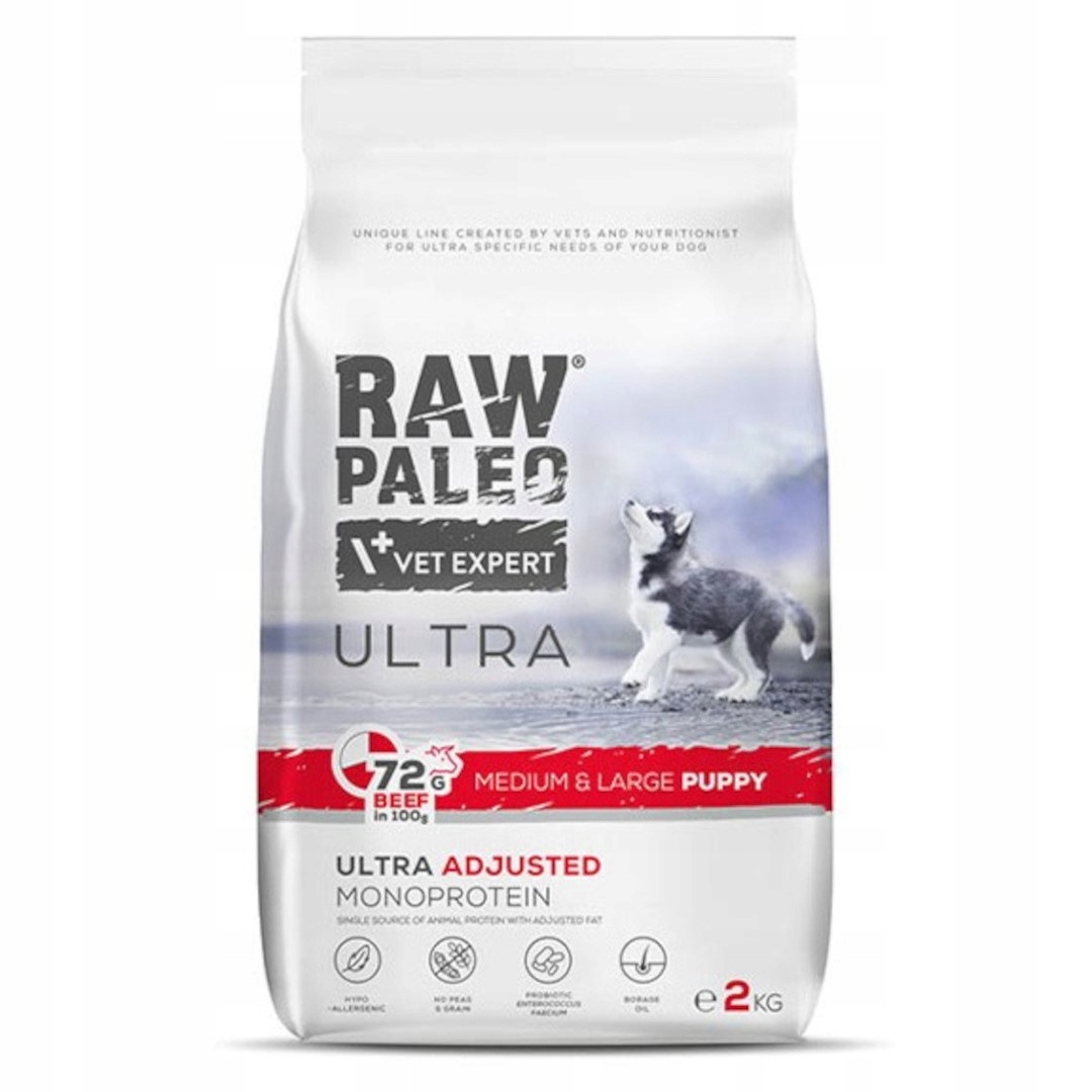 Raw Paleo Ultra Beef Medium Large Puppy 2kg Karma z Wołowiną Dla Szczeniąt