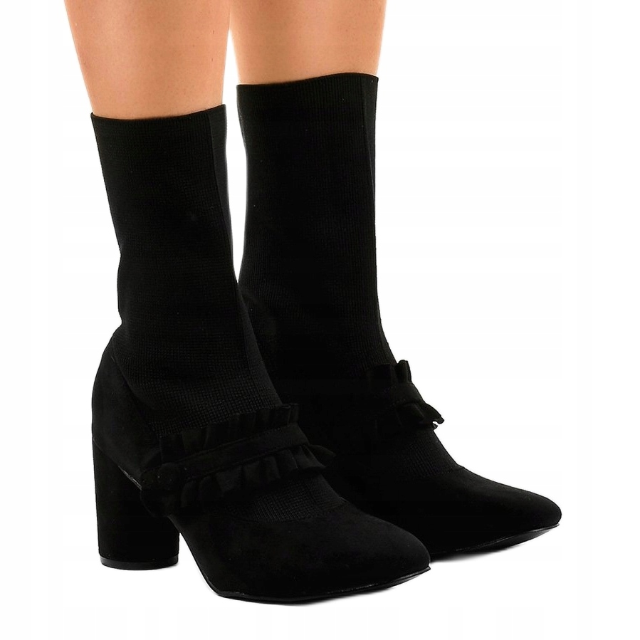 

Czarne Skóra ekologiczna Buty Botki r.38