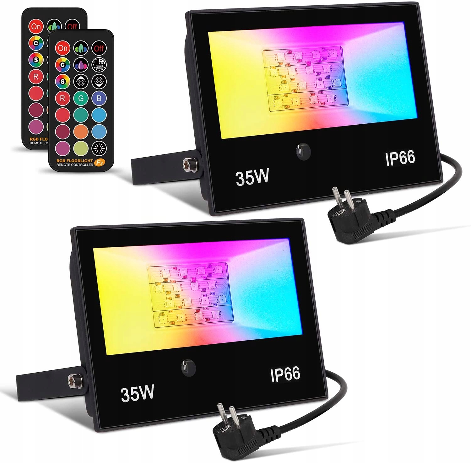 HALOGEN REFLEKTOR LED RGB 2PAK 35W IP66 + PILOTY