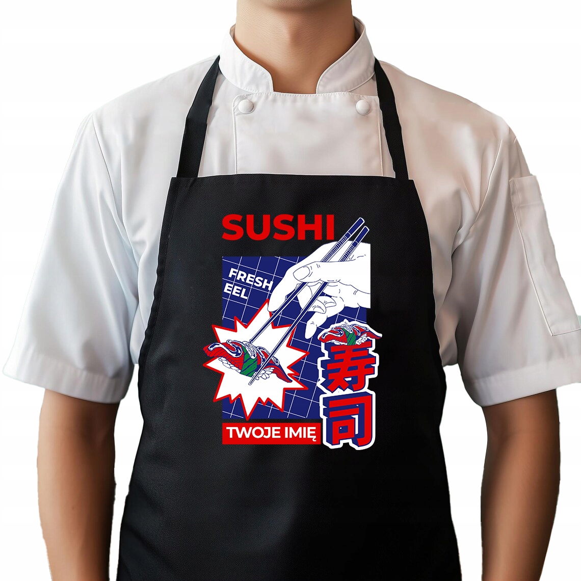 Kuchyňská zástěra Černá Profesionální zástěra pro Sushi *jméno* Japonské Vz