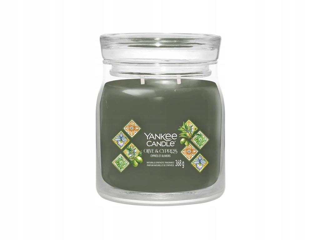 Yankee Candle vonná svíčka Signature ve skle střední Olive & Cypress 368g
