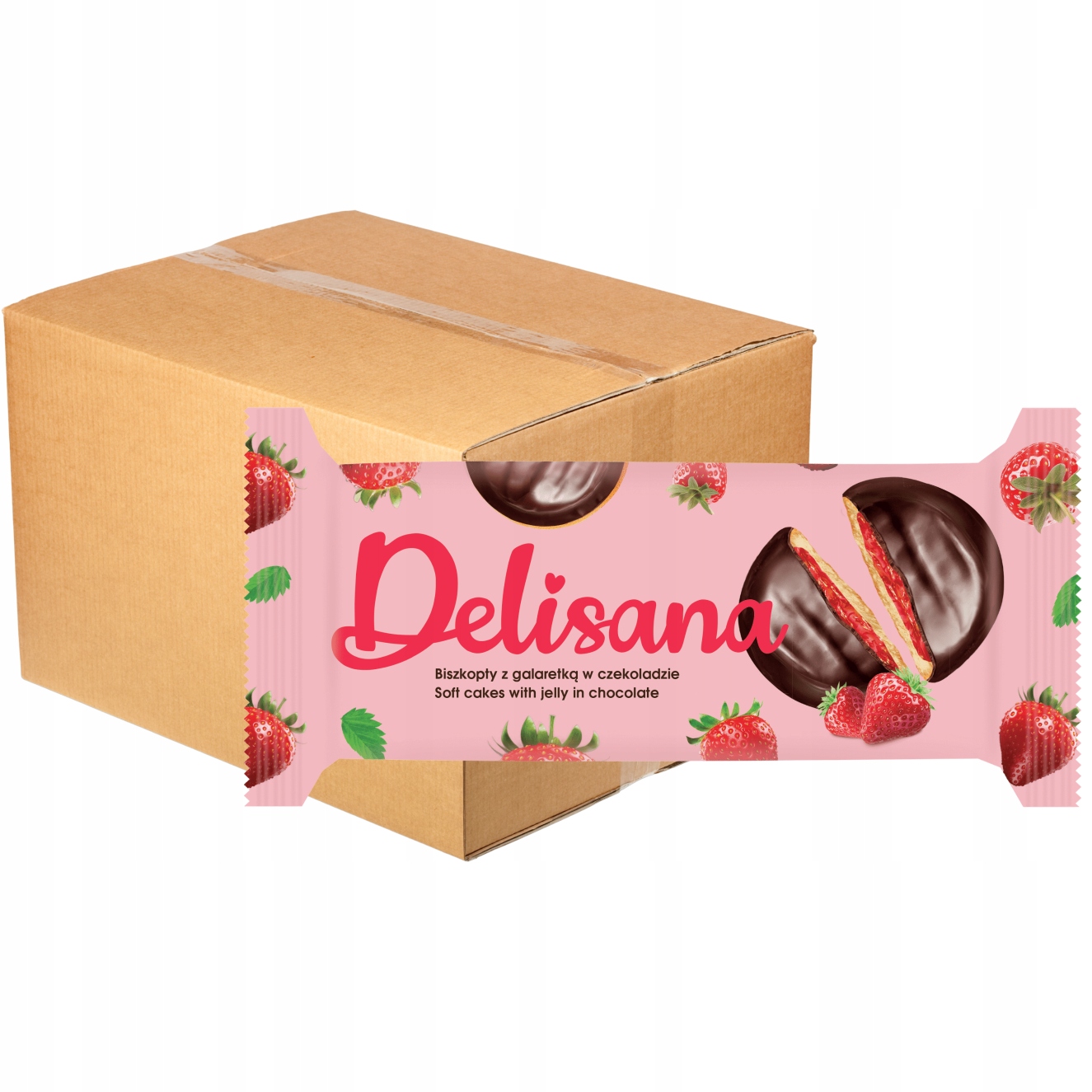 Levně Delisana Sušenky s jahodovým želé 135 g x 28 kusů