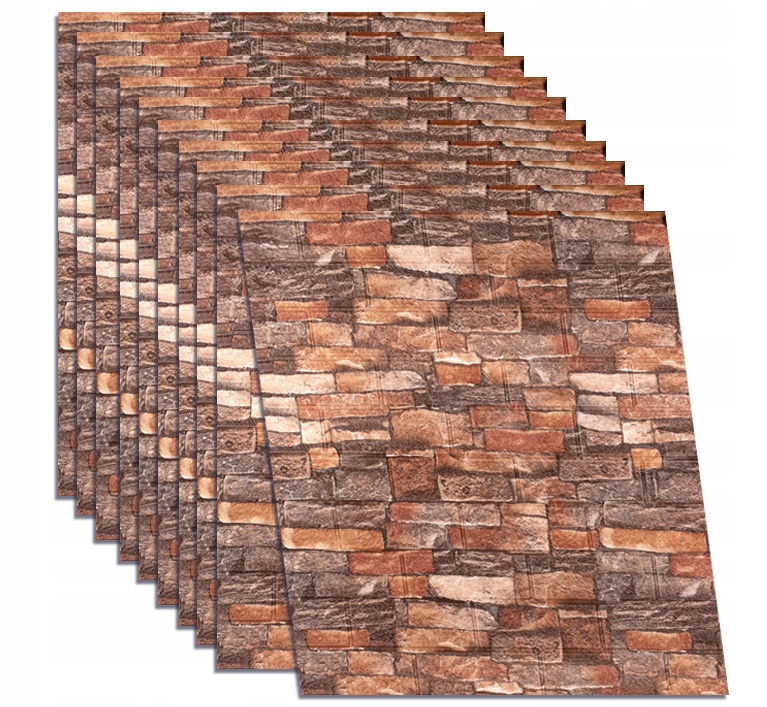 x10 PANEL PANELE ŚCIENNE 3D SAMOPRZYLEPNE KAMIEŃ CEGŁA TAPETA MUR IMITACJA