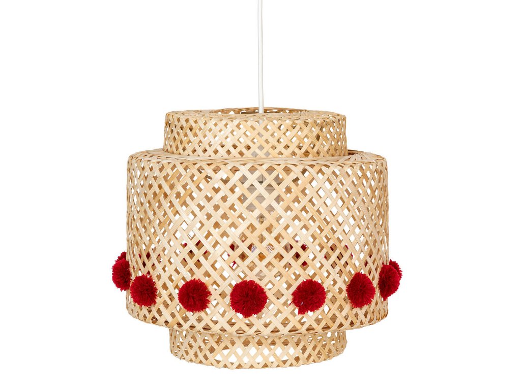 Závěsná lampa Liby Bamb s prolamovaným stínidlem z bambusu, Ø 40 cm