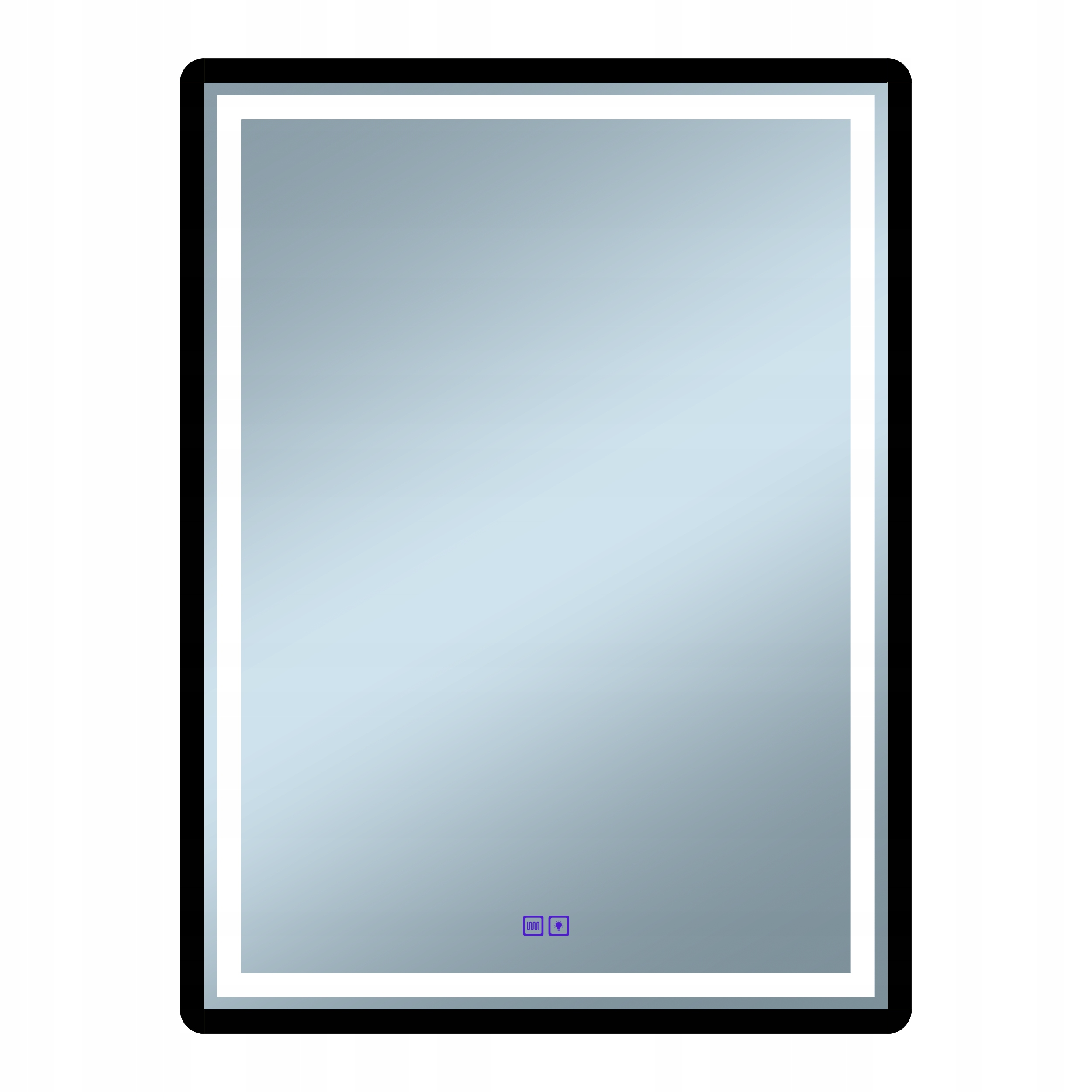 LUSTRO ŁAZIENKOWE PODŚWIETLANE LED MATA GRZEWCZA RAMA Duo Black 60x80