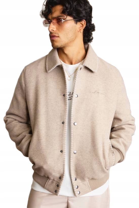 Boohooman Béžová Bomber Bunda S Logem A Šňůrkami S Z3A