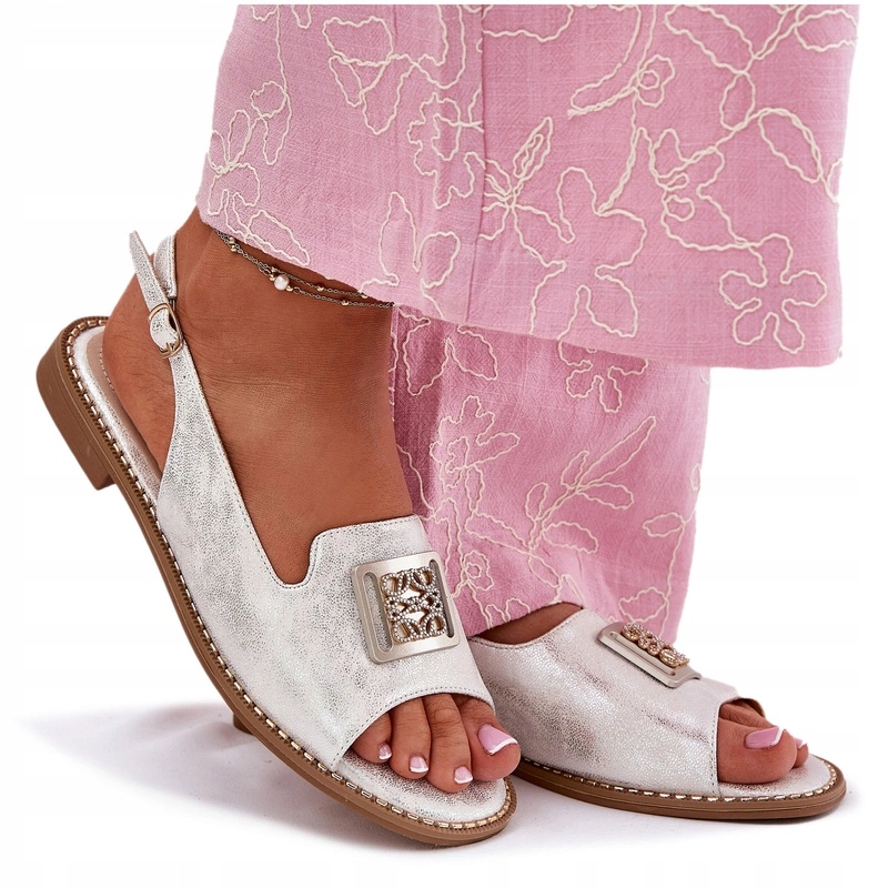 Dámské Elegantní Ploché Sandály S Ozdobným Podpatkem S.barski KV51-082 Černé 36