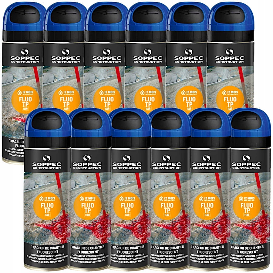 Farba geodezyjna SOPPEC FLUO TP 12 sztuk niebieska Pojemność 500 ml