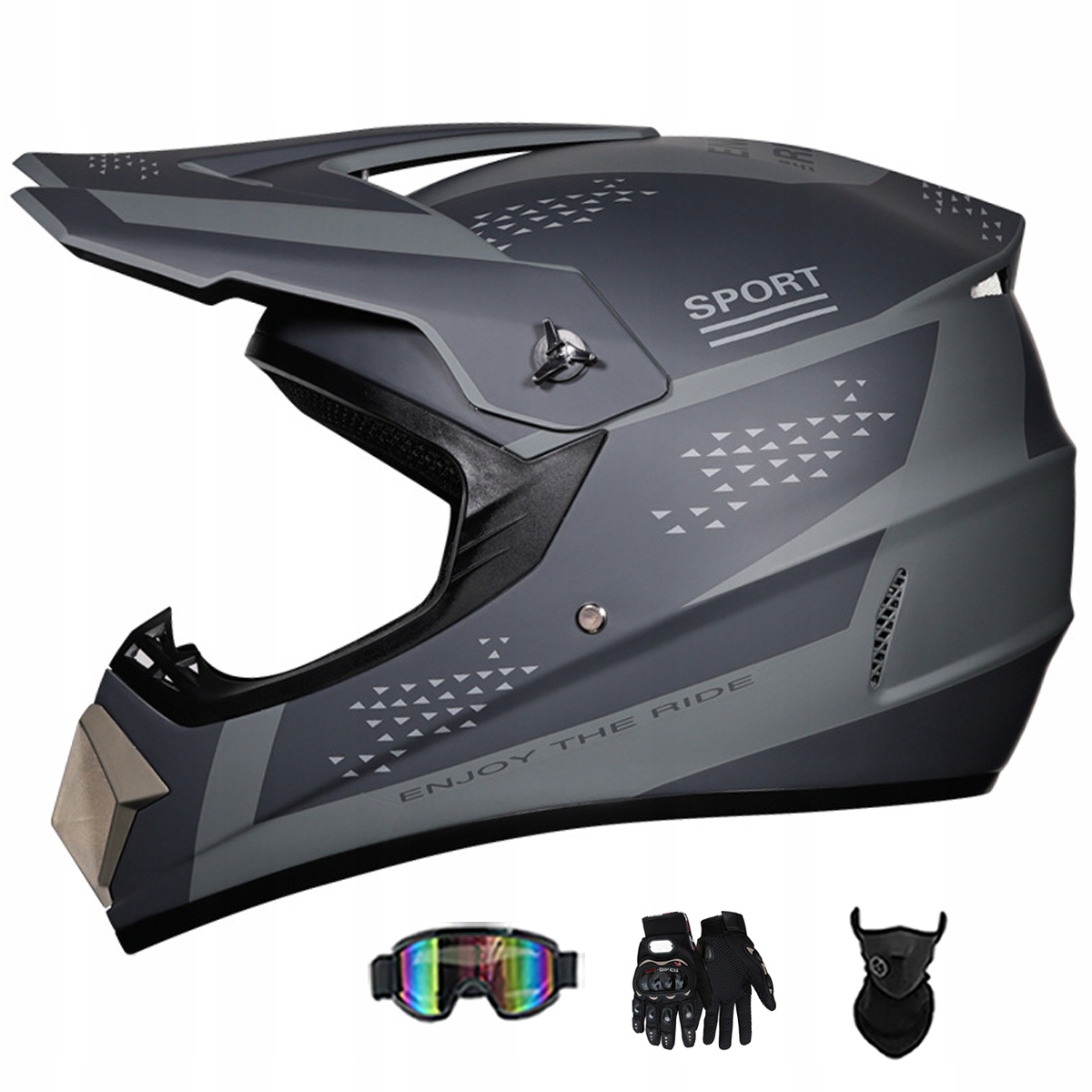 Motocyklová Přilba Lehká Enduro Quada Brýle Rukavice Maska XL