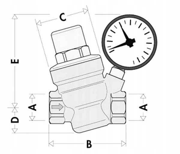REDUKTOR CIŚNIENIA WODY 1/2 Z MANOMETREM CALEFFI Marka CALEFFI