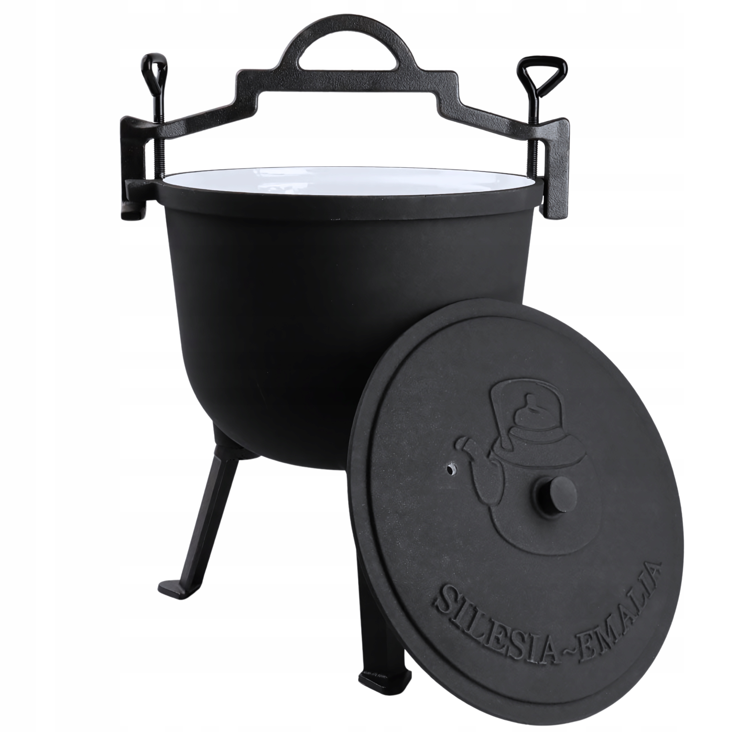 KOCIOŁEK ŻELIWNY EMALIOWANY 10L OGNISKO KOCIOŁEK MYŚLIWSKI NÓŻ SZEFA KUCHNI Pojemność 10 l