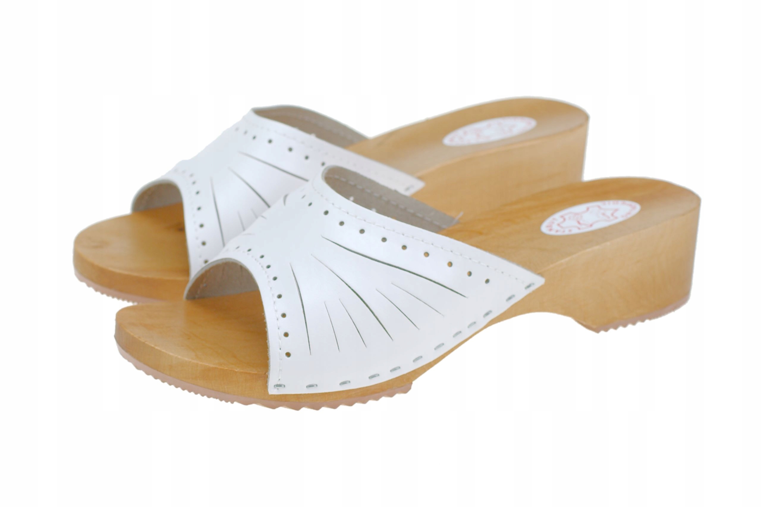 

Skórzane Trepy Damskie, Wygodne Klapki Przecinane