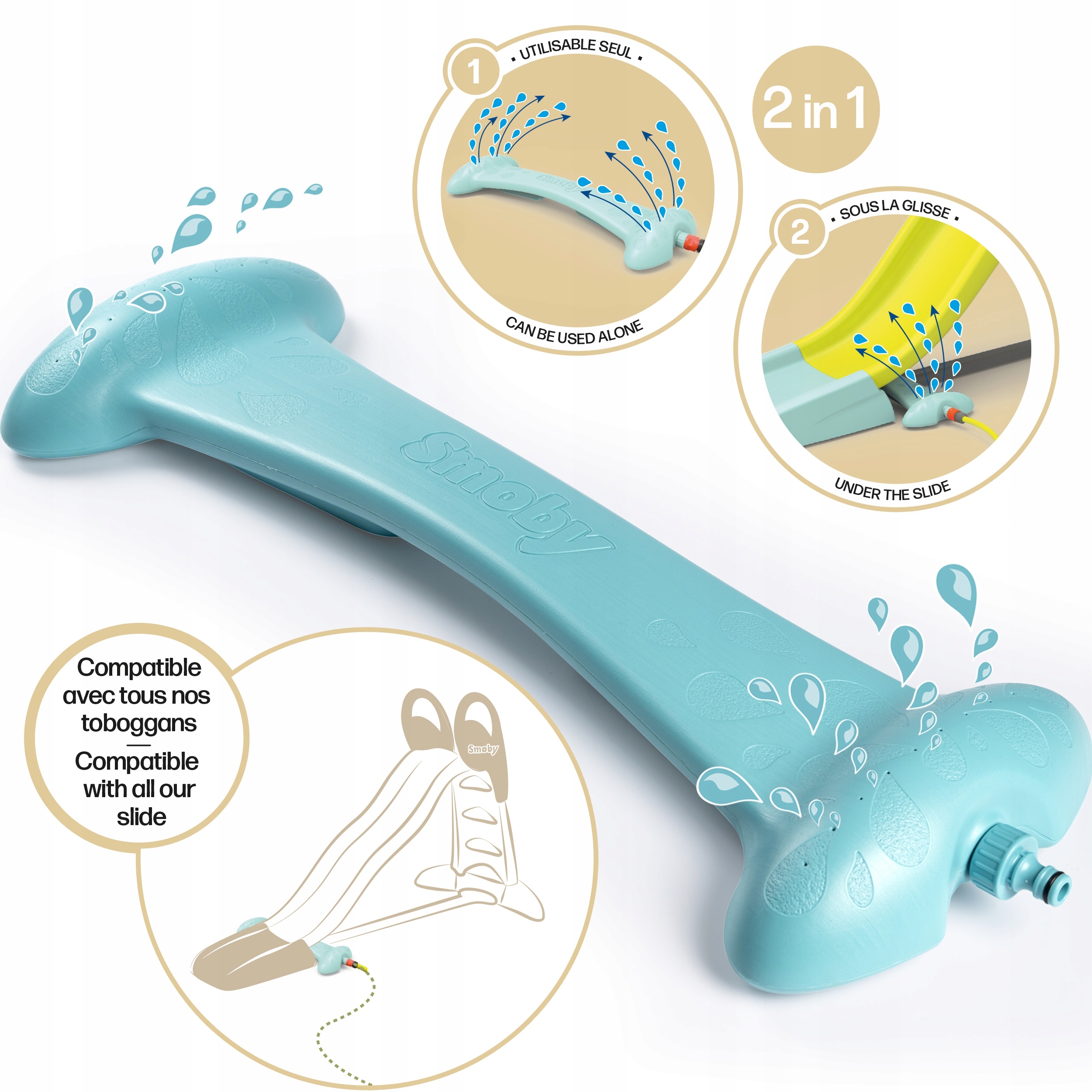 SMOBY SPLASHY WAY ZABAWKA WODNA OGRODOWA FONTANNA ZRASZACZ PRYSZNIC 2W1 Długość (cm) 70.7 cm