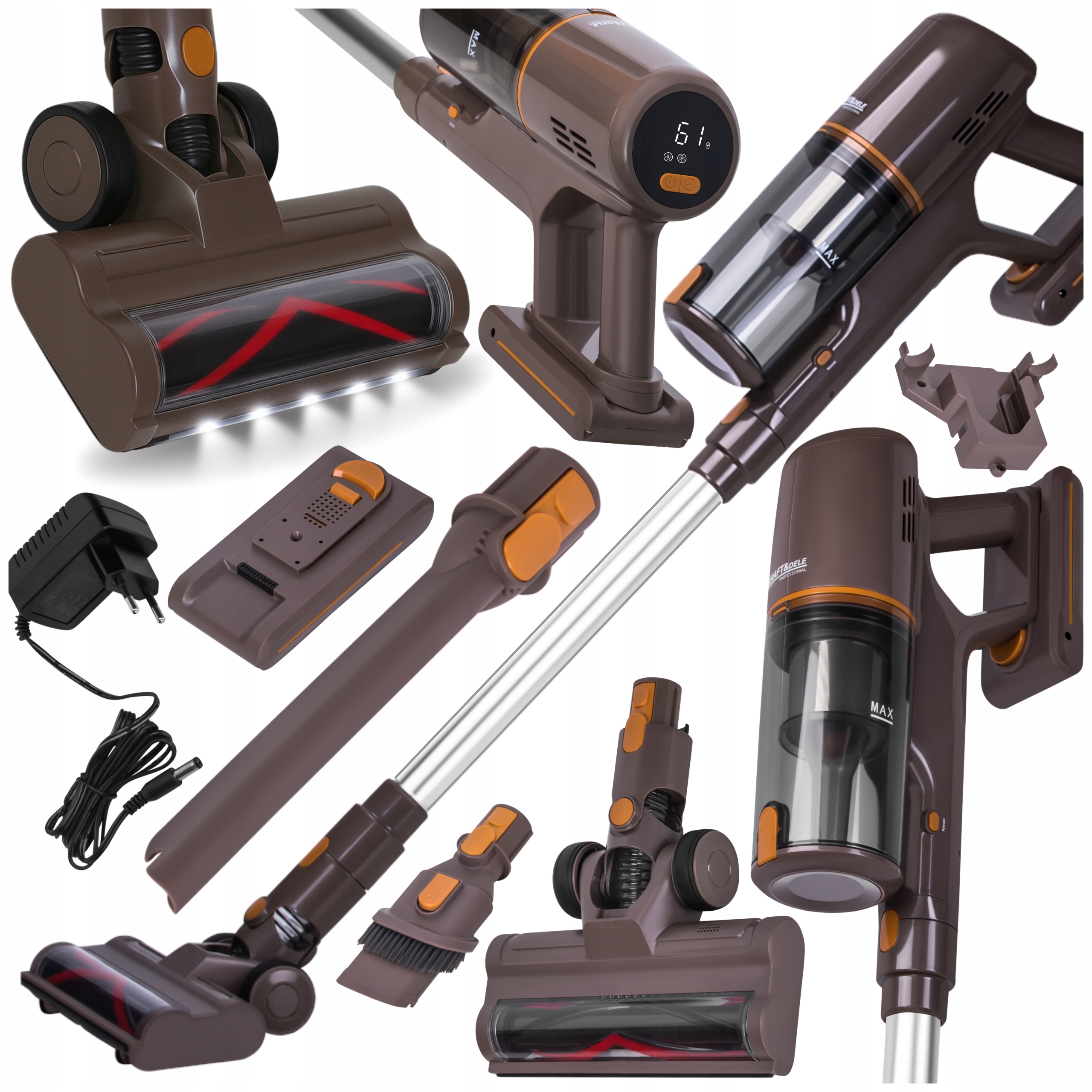 Bezdrôtový Vertikálny Ručný Vysávač Led Elektrokefa 25,2V Bezvreckový