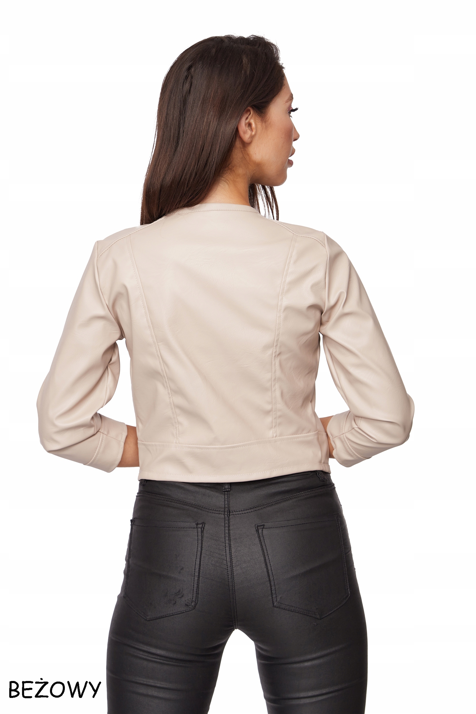 543__roz._3XL_ RAMONESKA NARZUTKA ŻAKIET EKO SKÓRA Rękaw rękaw 3/4