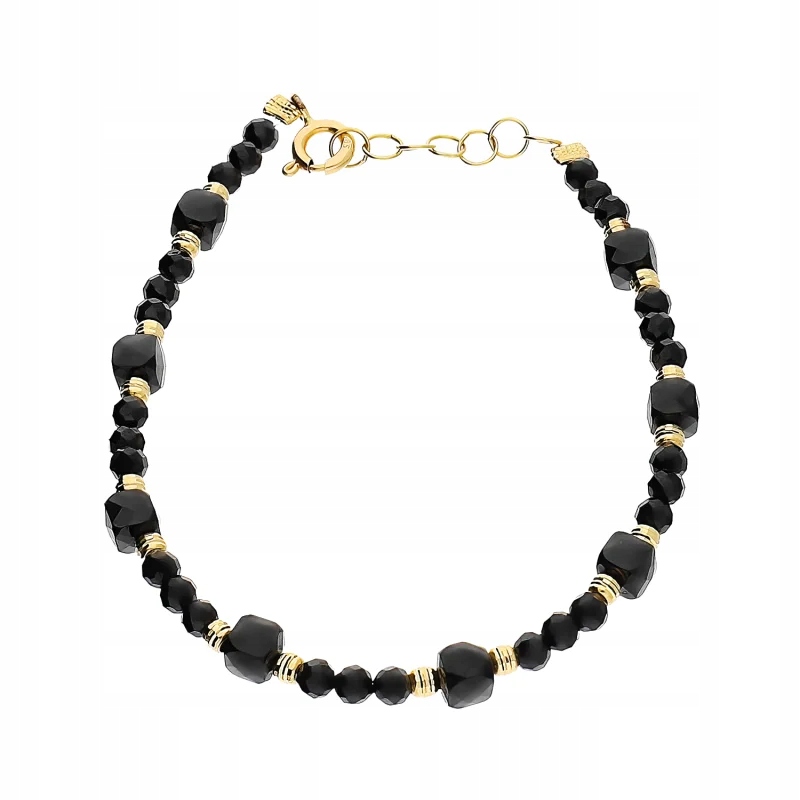 Náramek ze žlutého zlata 585 s kuličkami a spinelem Vj 412