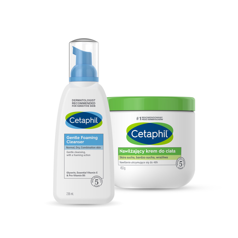 Zestaw Cetaphil Krem nawilżający do ciała 453g i Lekka pianka 236 ml
