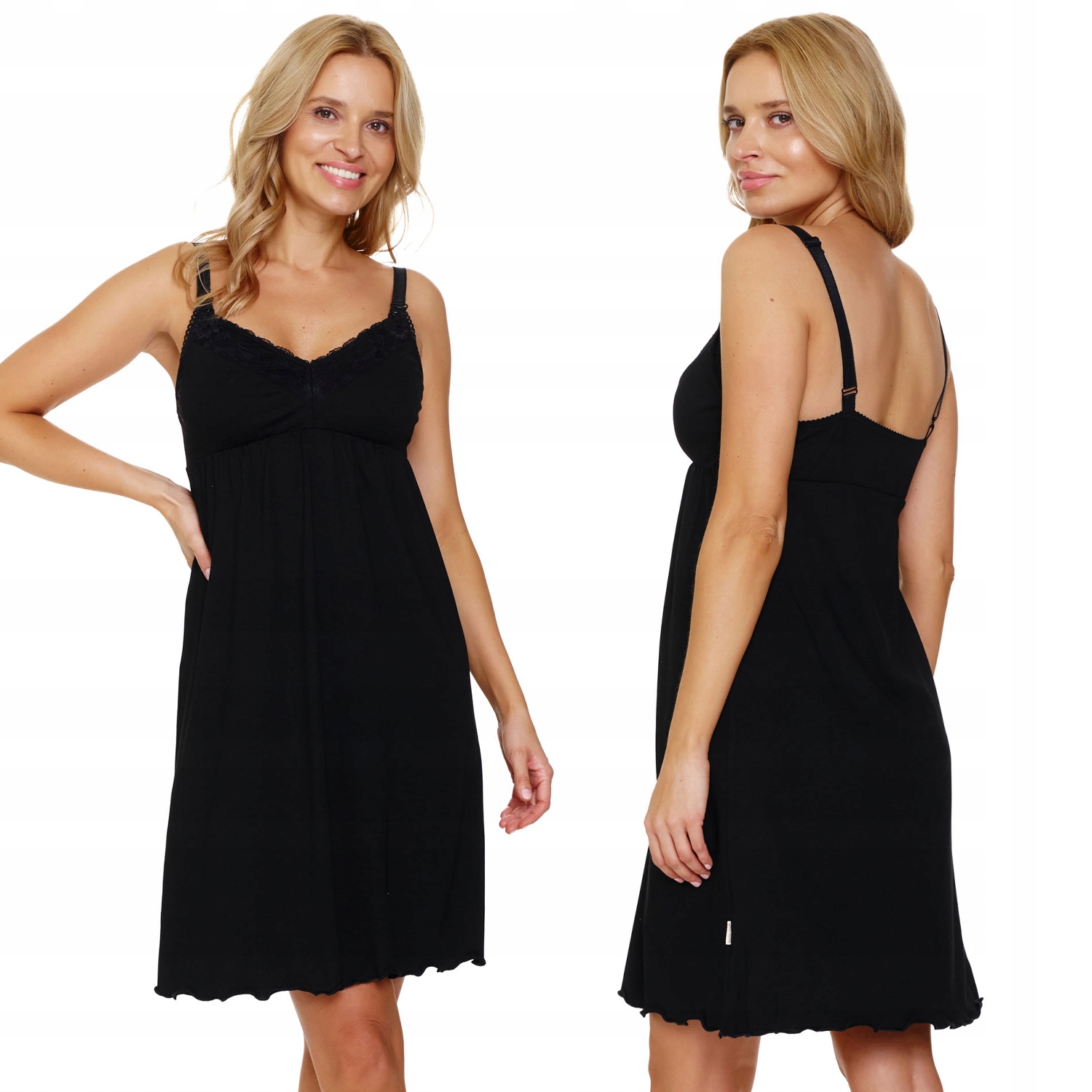 Doctor Nap TCB.7248 černá krajka černá noční Tričko Na Kojení S