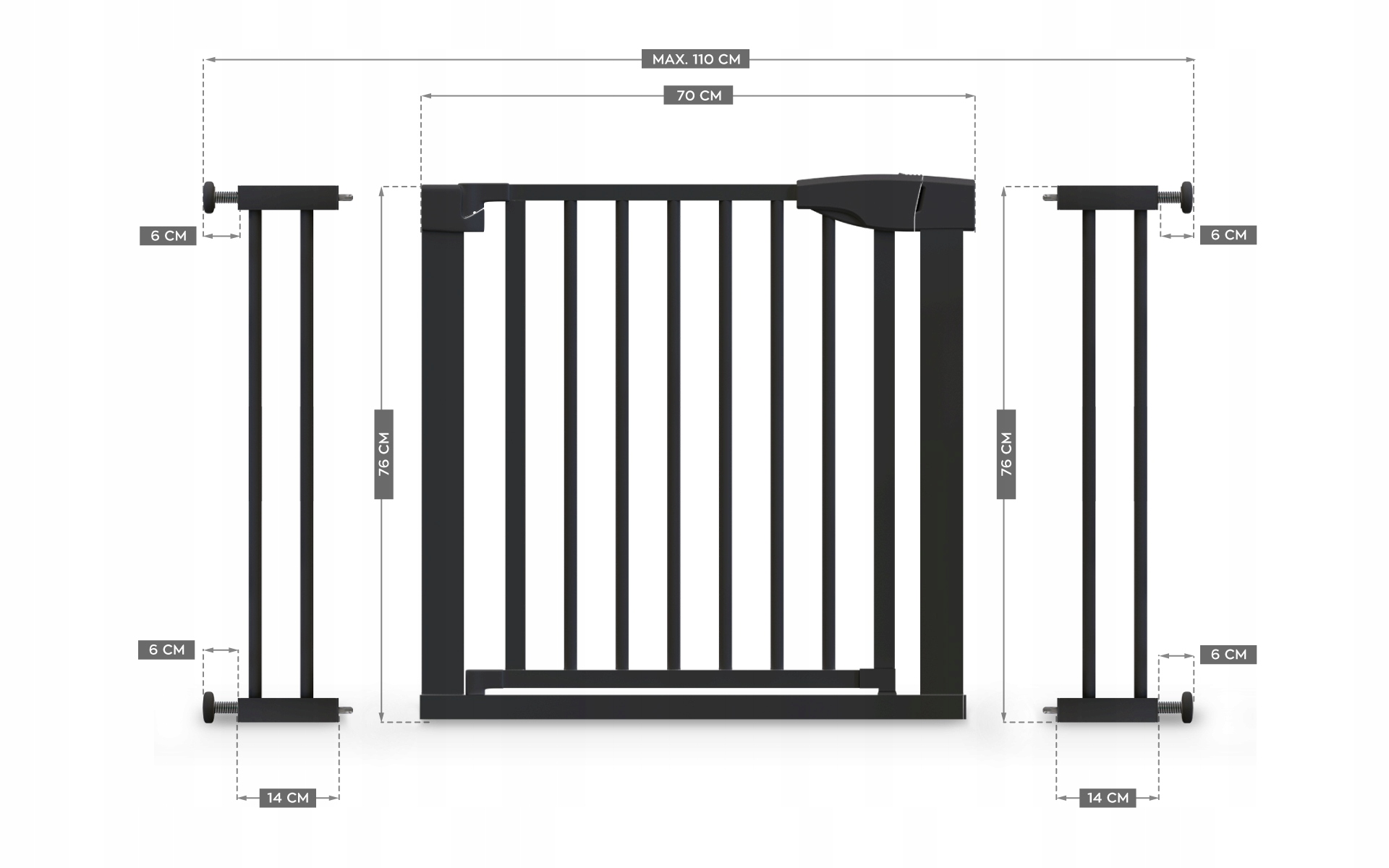 BARIERKA ROZPOROWA NA SCHODY DRZWI OCHRONA Mark Adler ROZSZERZENIA CZARNA Materiał metal