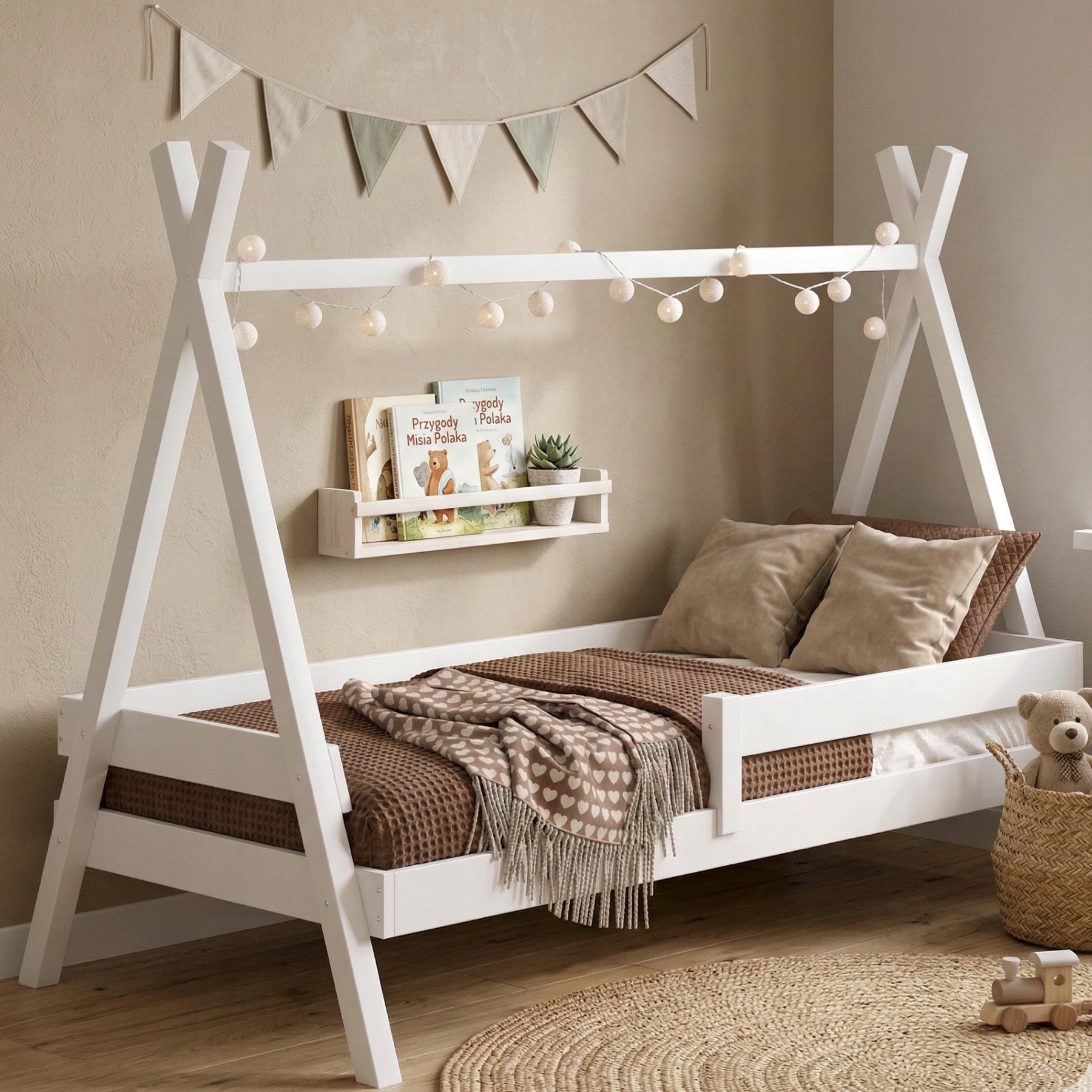 Dětská postel Tipi Plus 180x80 Bílé Borovicové Dřevo