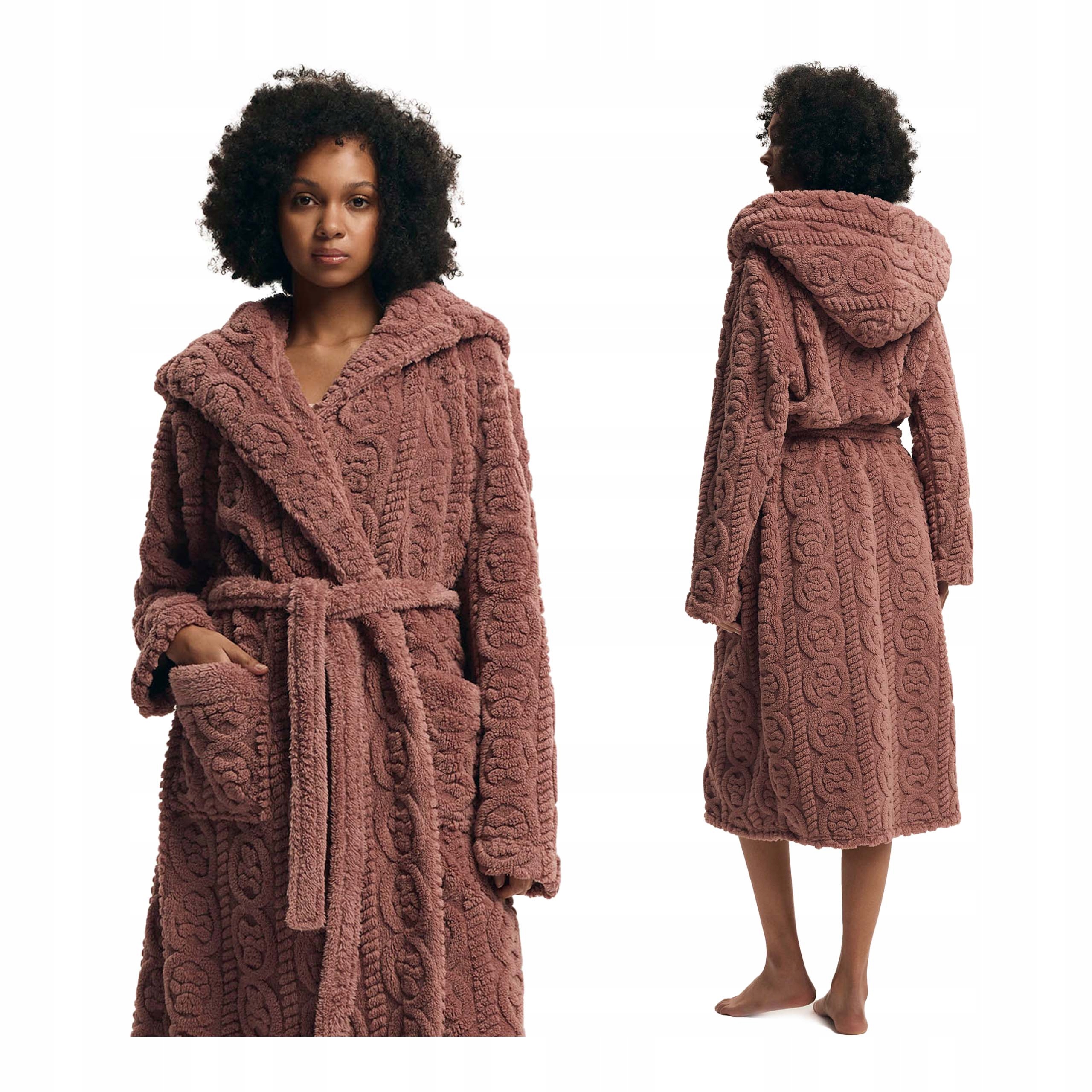 Dámský teplý dlouhý župan s kapucí Tlustý Zimní Henderson M