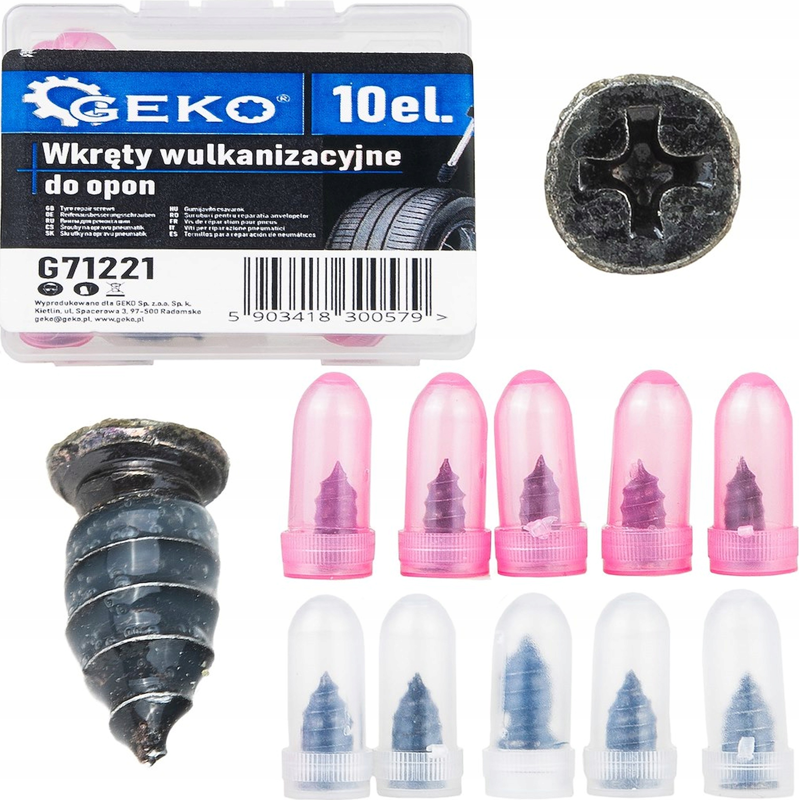 Geko Wkręty wulkanizacyjne do opon zestaw 10 szt. naprawa przebić