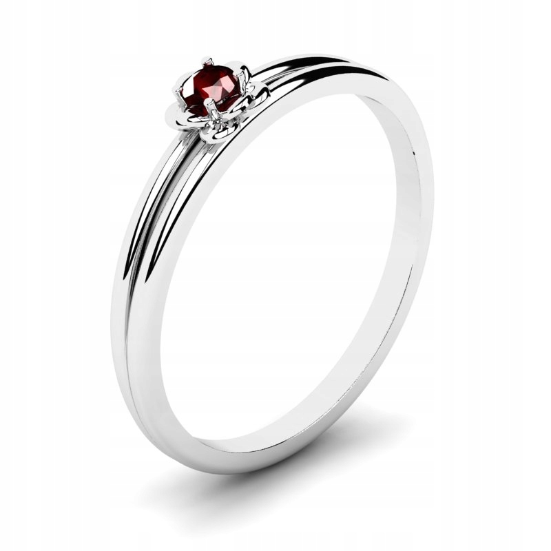 

Pierścionek Z Białego Złota Z Bordową Cyrkonią