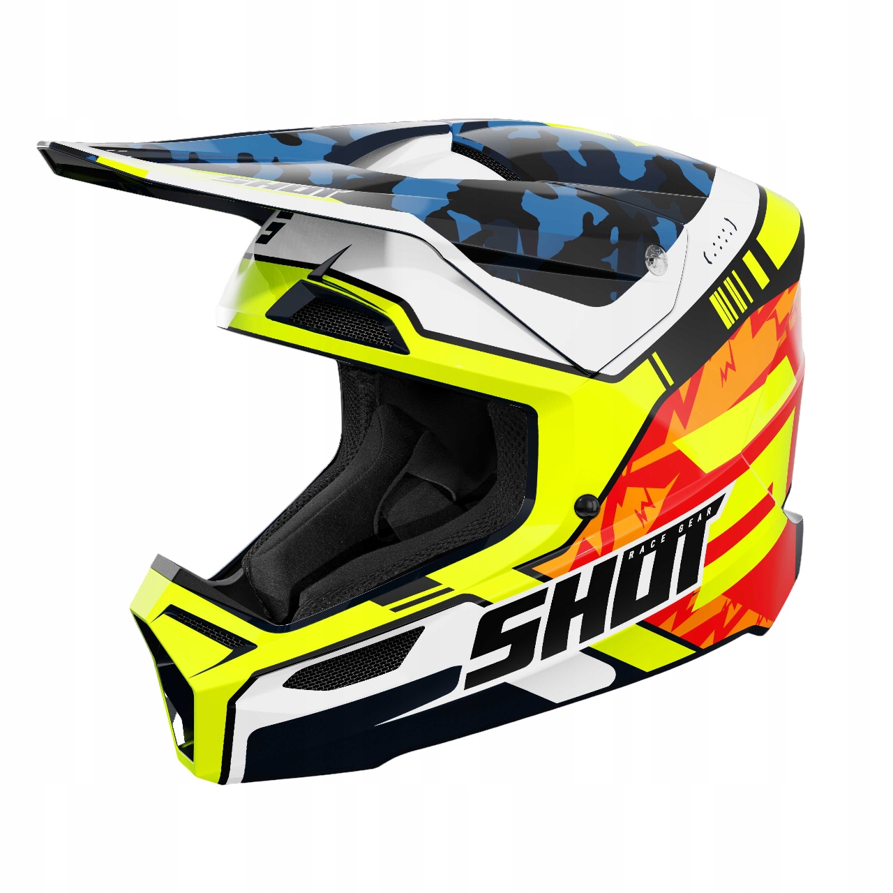 Detská Crossová Prilba Shot Furious Kid Flash Modrá Neon Yellow Glossy Ym