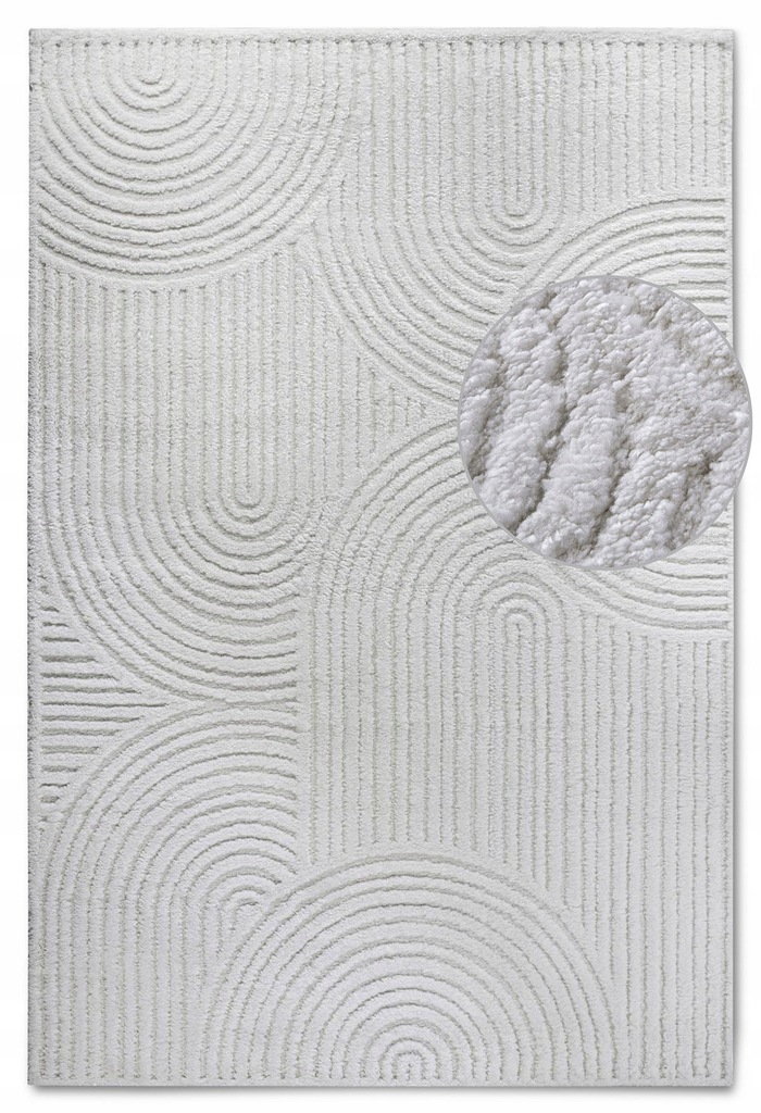 Plyšový koberec do obývačky 160 x 235 cm, moderný krémový vzor