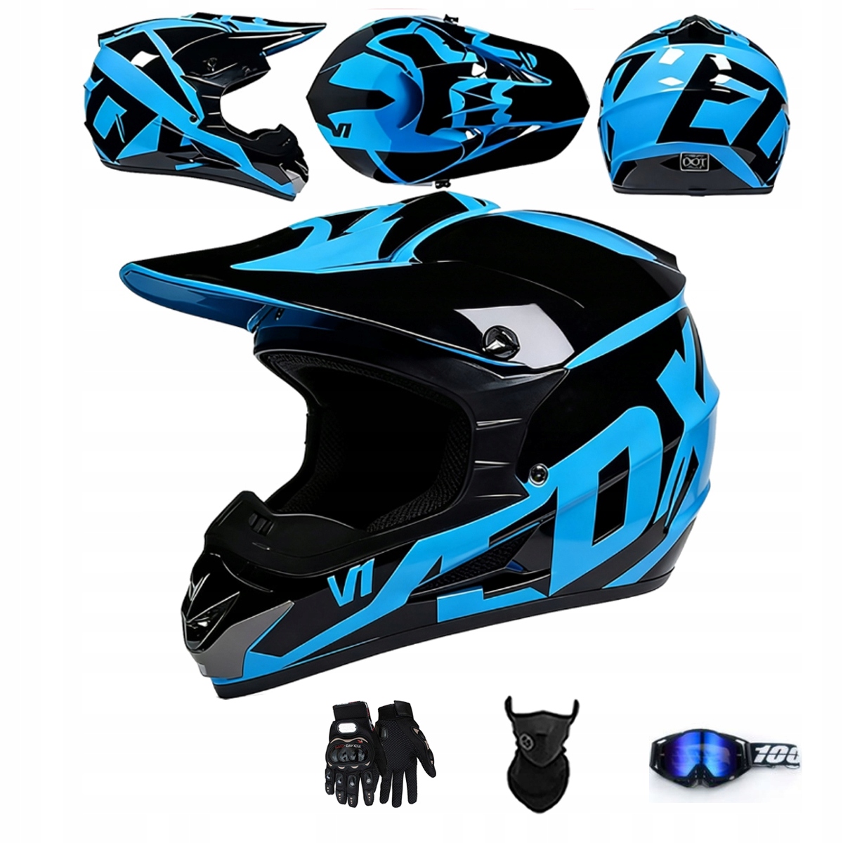 Motocyklová Přilba Lehká Enduro Quada Brýle Rukavice Maska M