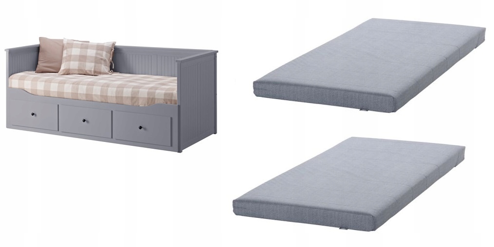 

Ikea Hemnes Łóżko rozkładane 2 materace Szare sofa