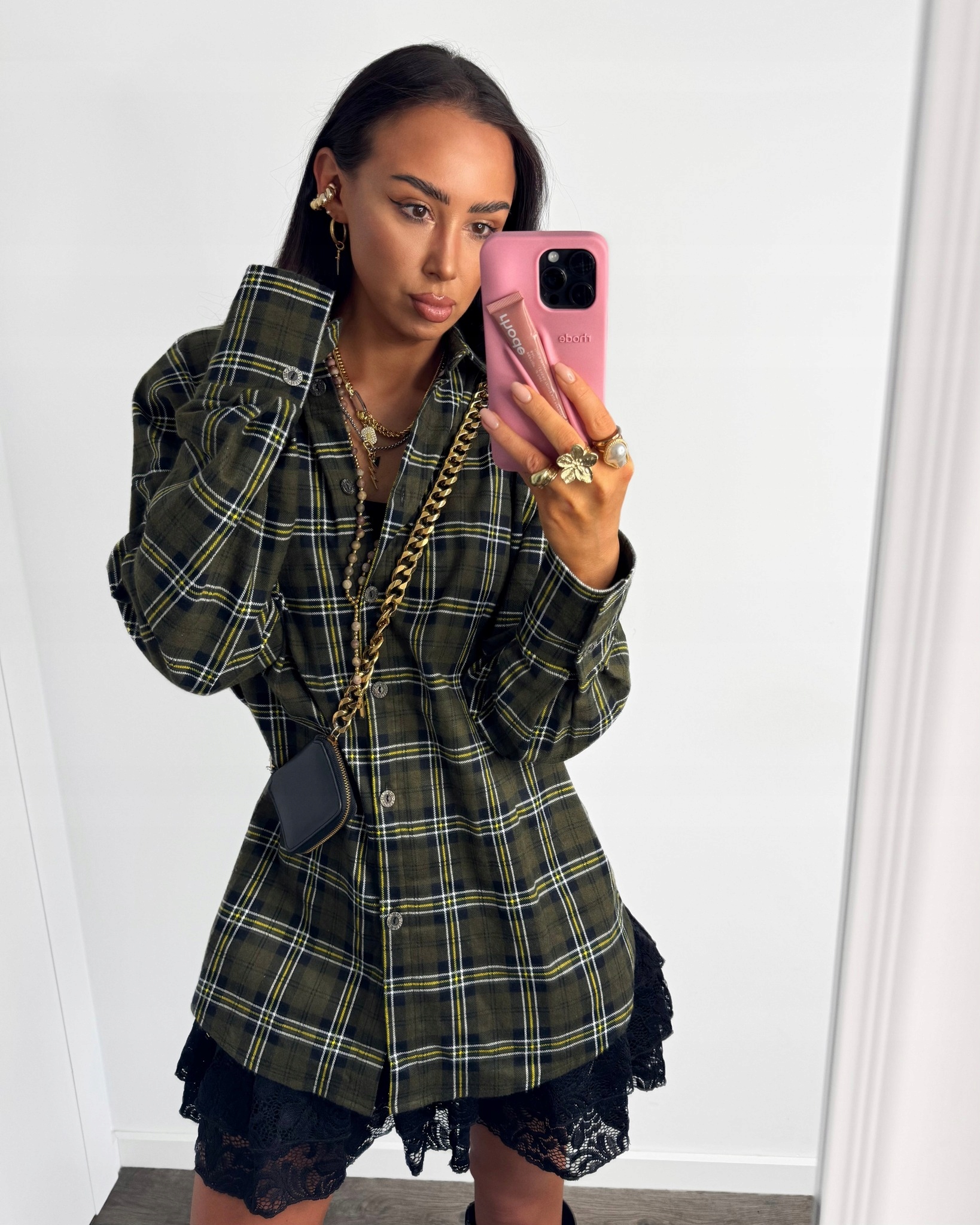 La Milla Kostkovaná Košile Khaki/žlutá Univerzální