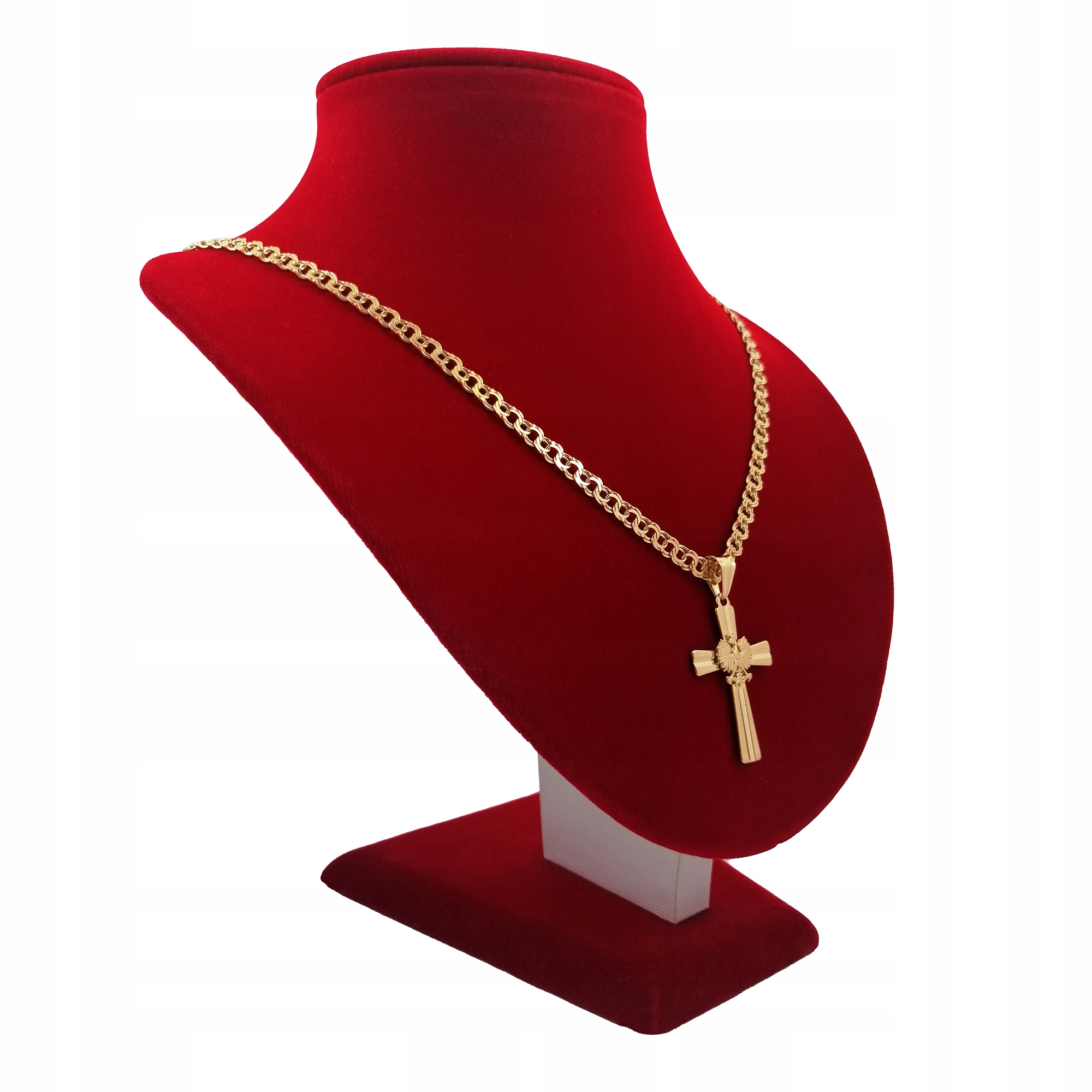 ELEGANCKI ZŁOTY ŁAŃCUSZEK + ZAWIESZKA KRZYŻ 925/585 NA CHRZEST + GRAWER Długość całkowita 50 cm